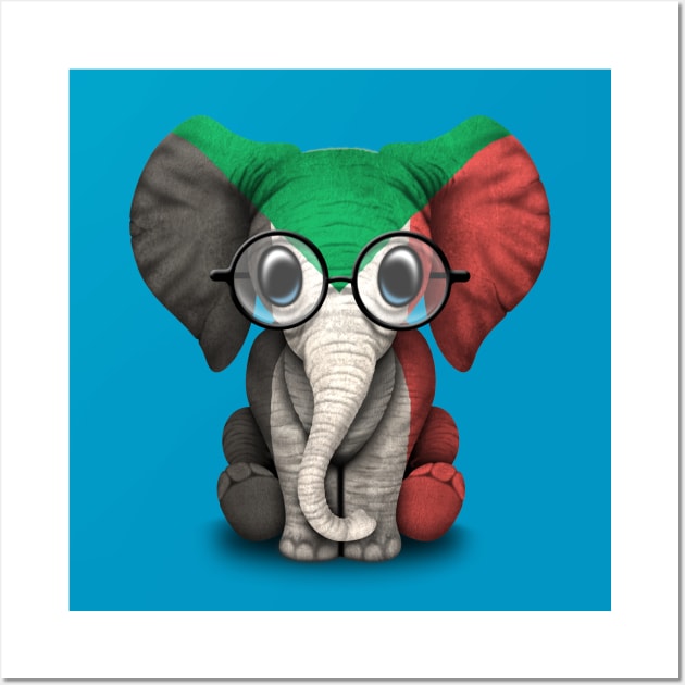 Baby Elephant with Glasses and Sudanese Flag Wall Art by jeffbartels